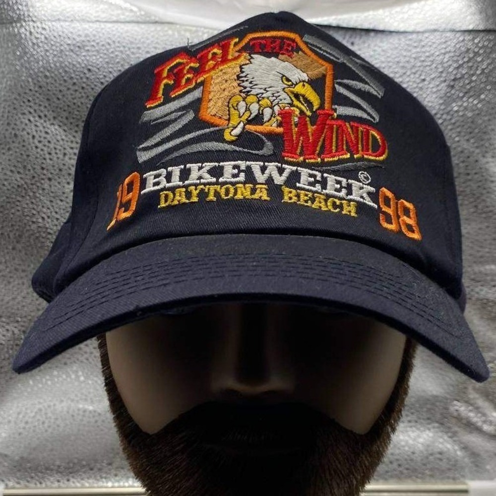 Vintage Bike Week 1998 Daytona Beach Mens Capsmith OSFM Black Eagle Snapback Hat